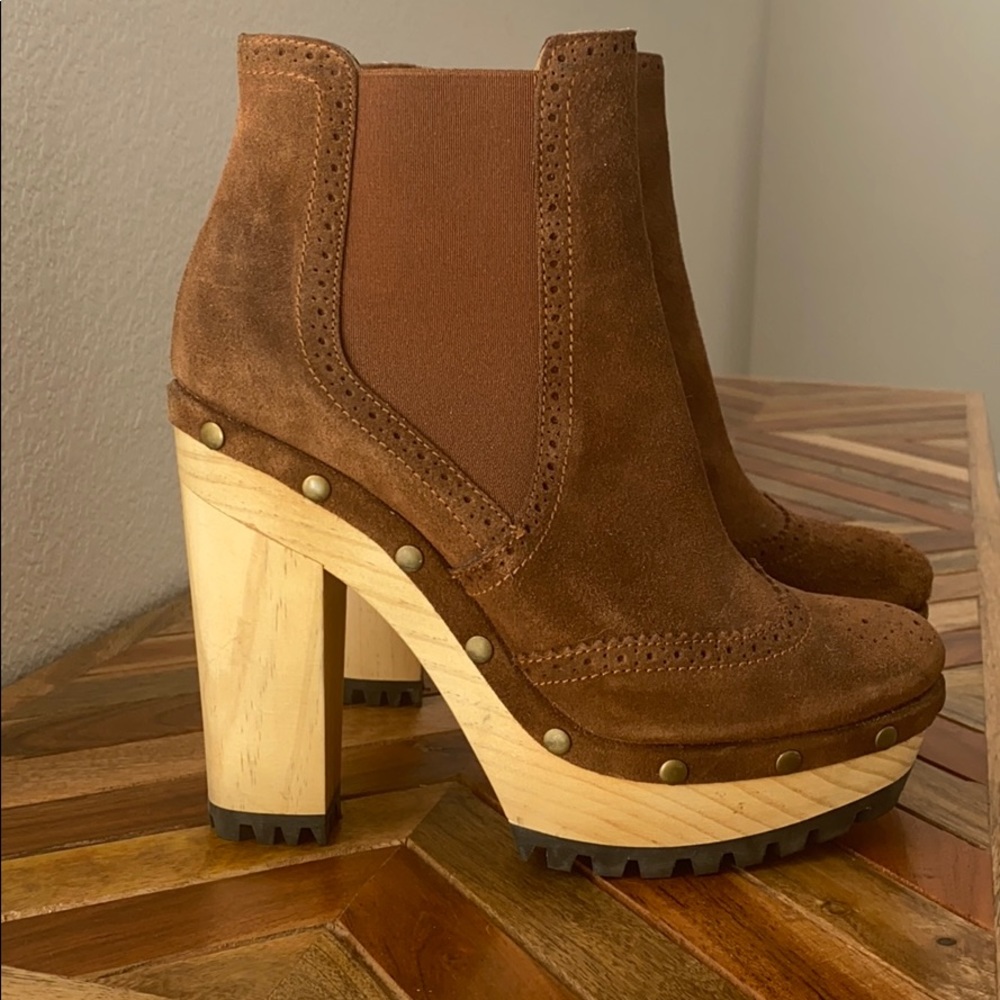 POLO Ralph Lauren Suede Wood Platform Bootie